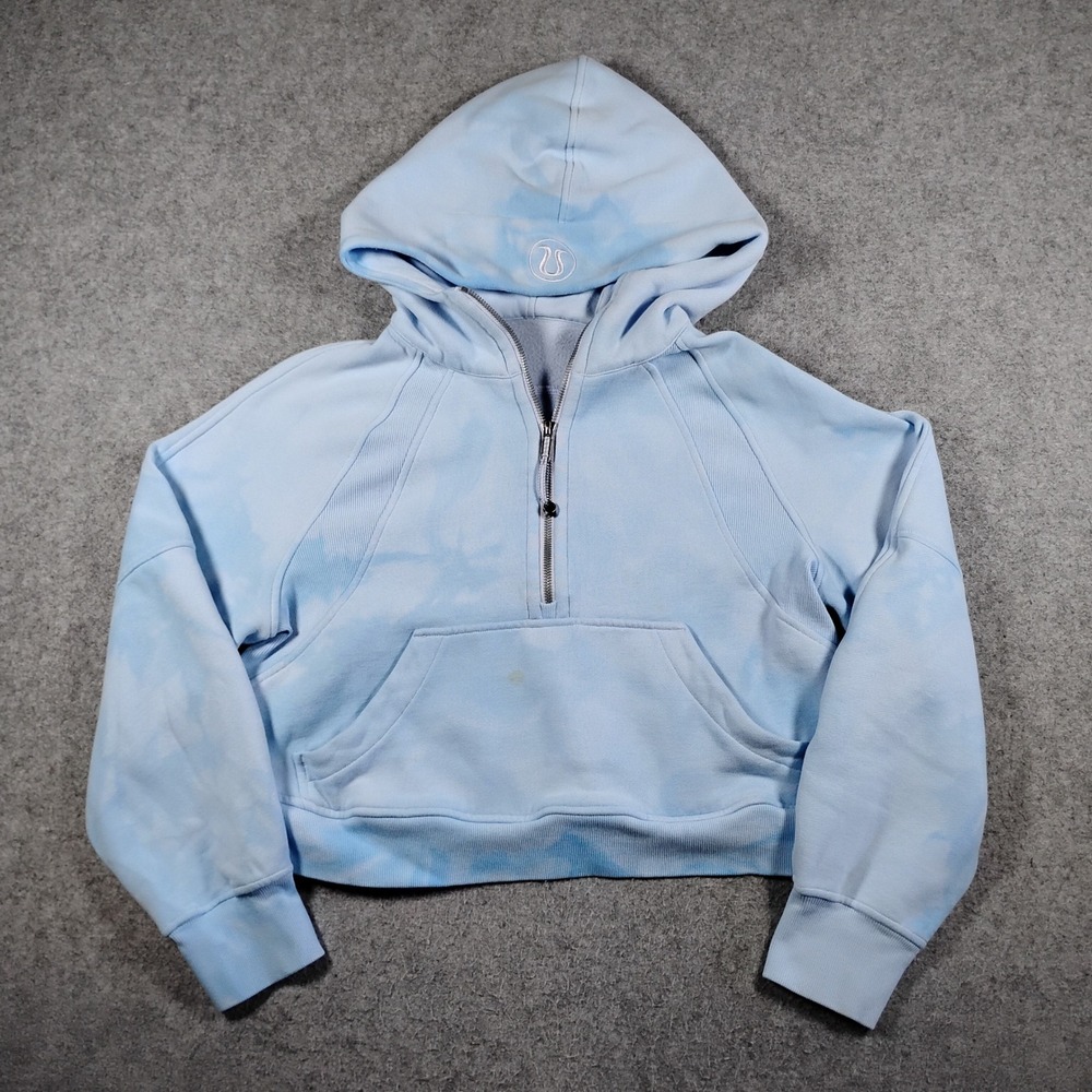 Lululemon Scuba Oversized Half Zip Hoodie Womens XS/S Blue Mineral Dye Fleece